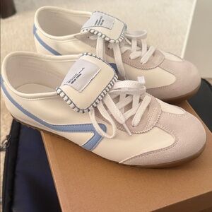 Steve Madden White and Light Blue Sneakers